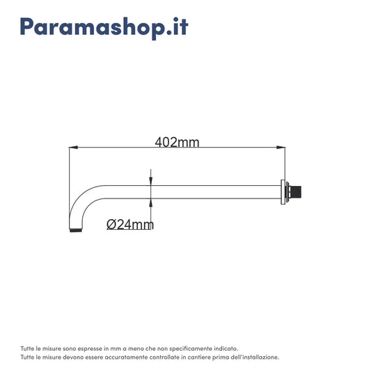 Braccio doccia tondo in ottone nero opaco 40 cm
