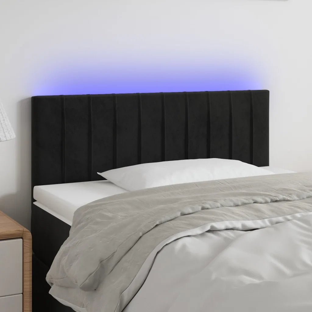 Testiera a LED-Testata con LED Nera 80x5x78/88 cm in Velluto 412837