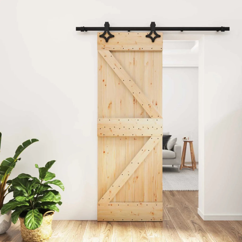 Porta scorrevole Naturale e Nero 70 x 210 cm 3445044
