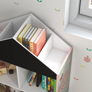 Scaffale Portagiochi per Bambini 62,4x26,5x90 cm con Ripiani e Cassetti Rimovibili Rosa