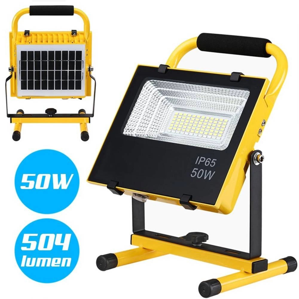 Trade Shop - Lampada Faro Lavoro Portatile Con Pannello Solare 50w 504lm Luce Emergenza Sos -