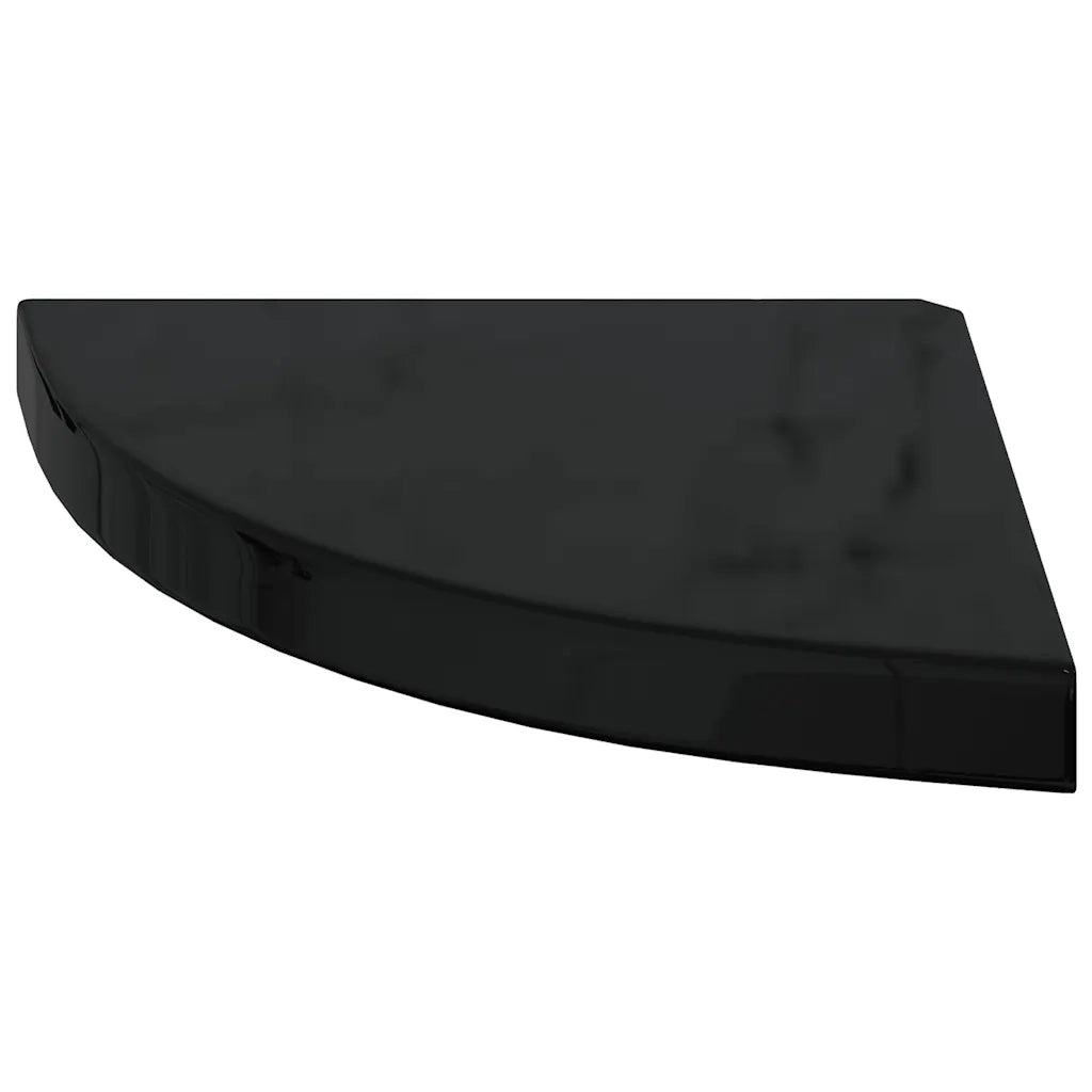 2 pz Scaffali Angolari a Parete | Mensola sospesa Nero Lucido 35x35x3,8 cm MDF