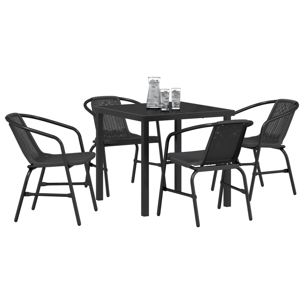 Set da Pranzo Giardino 5 Pezzi vitaXL Nero Rattan Polimerico
