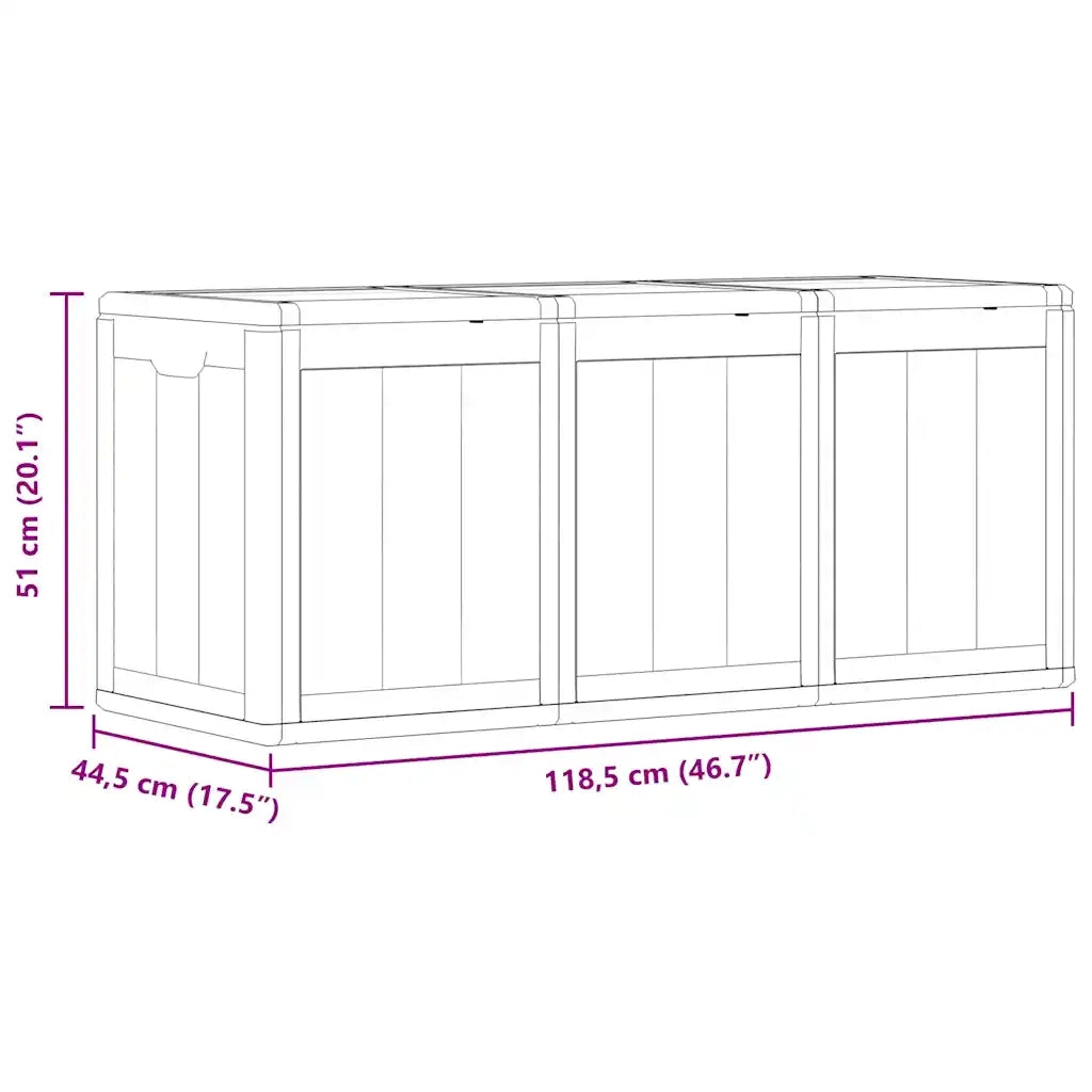 Baule da Giardino 270 L Grigio Aspetto legno in PP CFW8601027