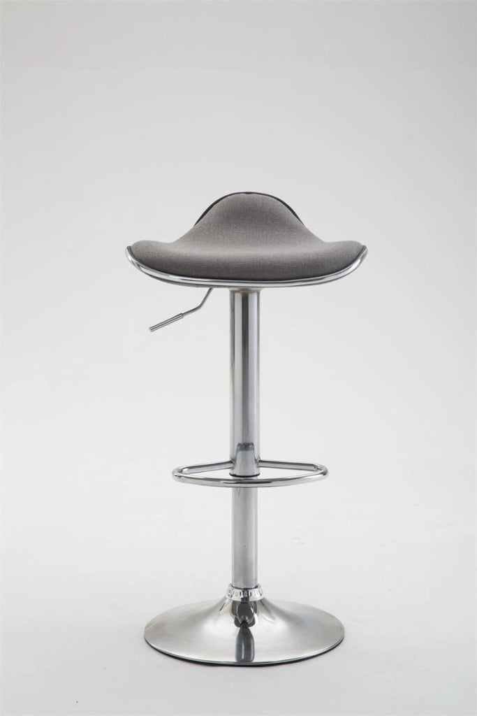 Sgabello Shanghai in tessuto grigio chiaro,cromo