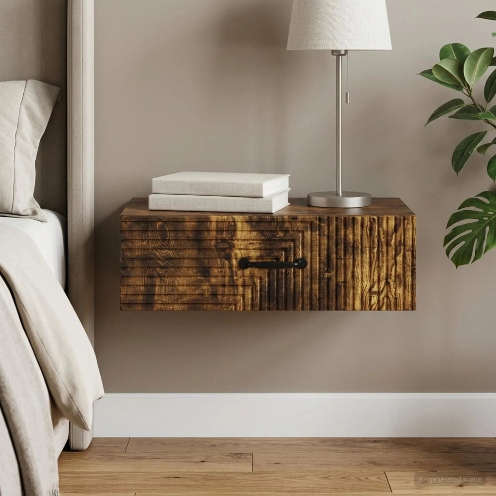 Tavolino da Parete Laterale Rovere Fumo 59 x 34,5 x 17 cm 898660