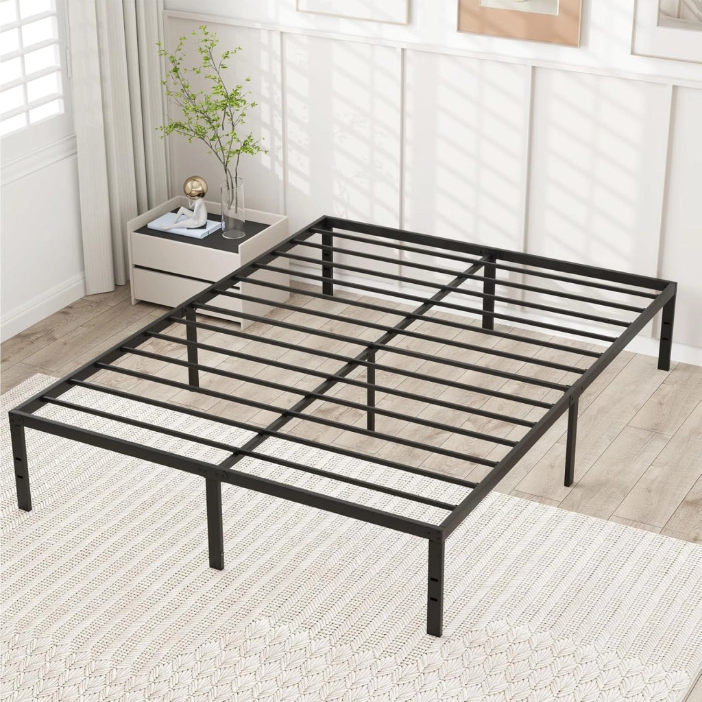 Telaio letto 160 x 200 cm, letto in metallo con rete a doghe, letto matrimoniale in metallo, spazio sotto il letto, letto per ragazzi moderno, piattaforma