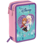Trade Shop - Astuccio Completo 3 Zip Frozen Elsa Anna Accessoriato Bambine Scuola -