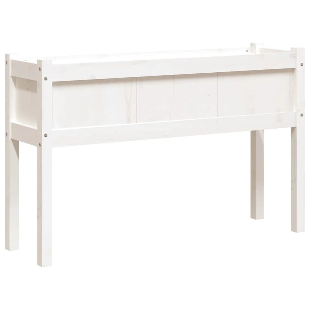 Fioriera rialzata per piante fiori giardino terrazze con gambe 110 x 31 x 70 cm legno di pino massiccio bianco 02_0038870