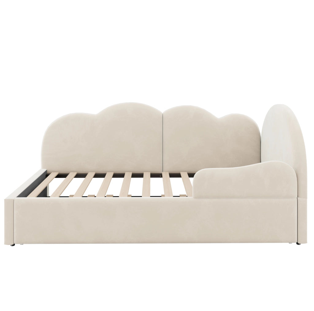 Divano letto imbottito a L con letto estraibile 90x200+90x190, velluto, design salvaspazio