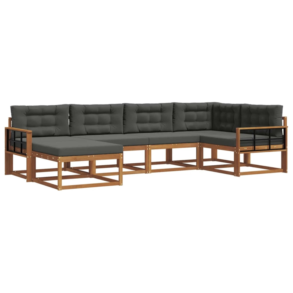 Set di divani da esterno con cuscino 6 pcs Naturale e Antracite