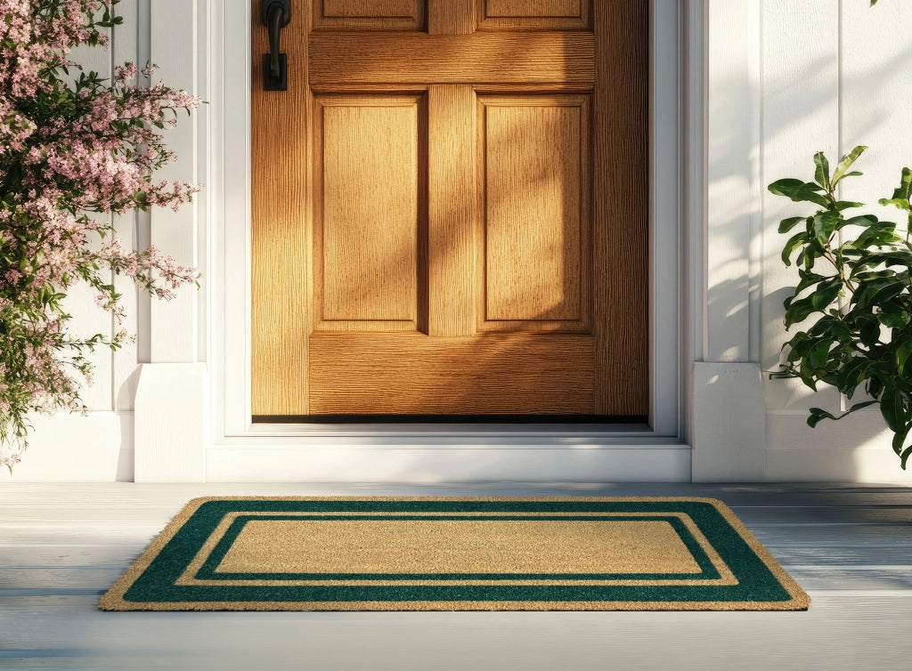  Zerbino Ingresso  In Cocco Naturale Misura XXL Grande Rettangolare 100 x 50 Cm Tappeto Asciugapassi Tappetino Antiscivolo Interno Esterno Porta Entrata Raschiafango - Verde