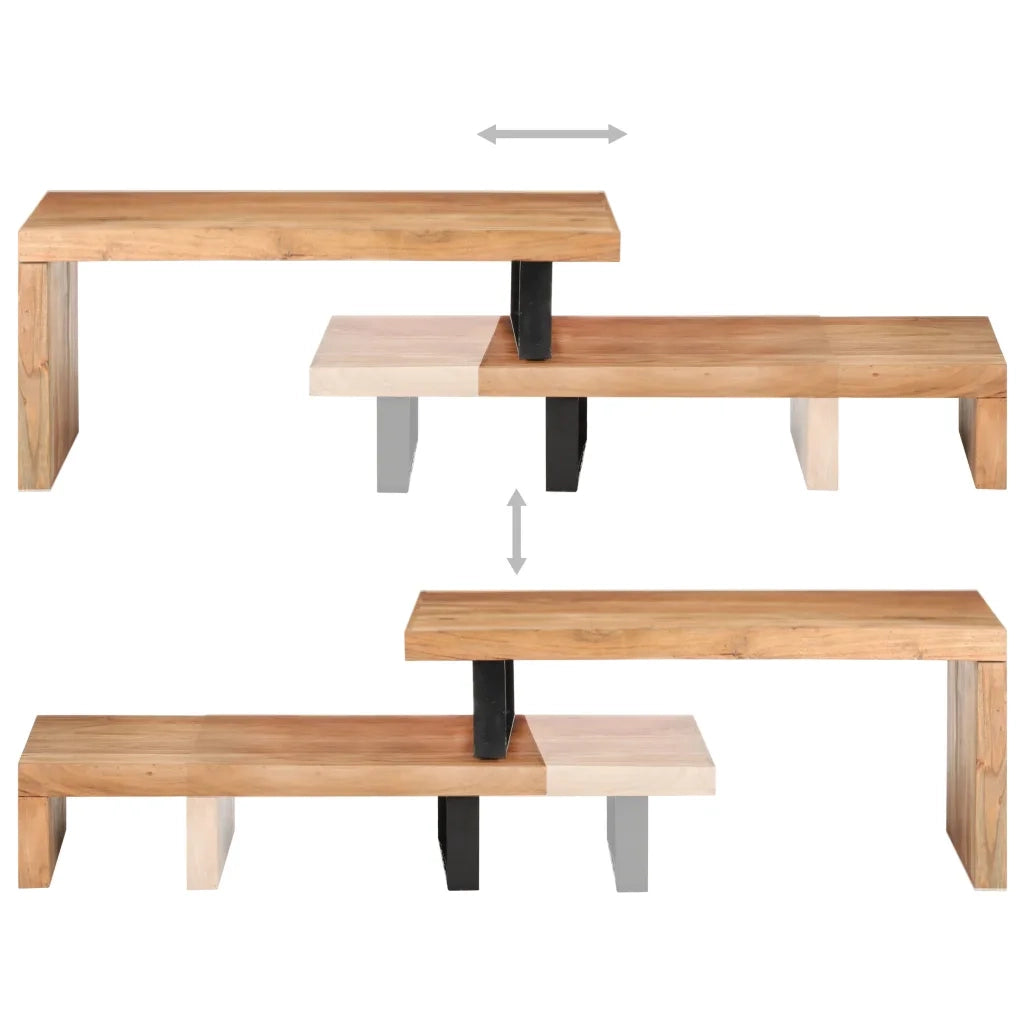Set 2 pz Tavolini da salotto | Tavolino da caff¨¨ | Tavolino da Soggiorno in Legno Massello di Acacia