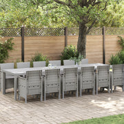 Set da pranzo da giardino  con cuscini grigio chiaro in polyrattan