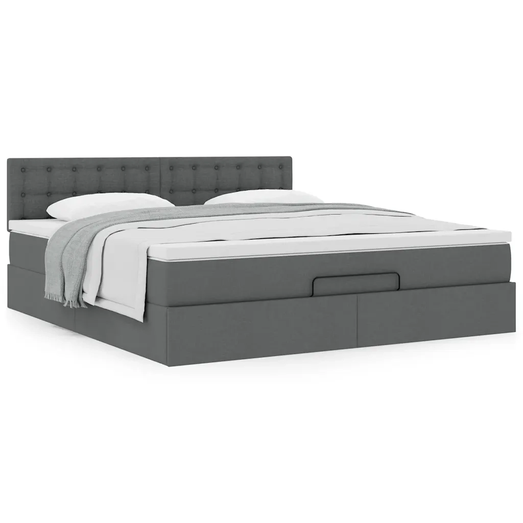Struttura Letto Pouf con Materasso 160x200 cm in Tessuto 3311637