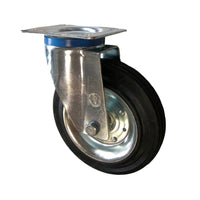 Ruota Con Freno 100mm Con Gomma Nera E Piastra Girevole