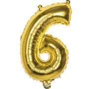 Trade Shop - Palloncino Numero 6 Oro 35cm Elio Decorazione Compleanno Party Festa -