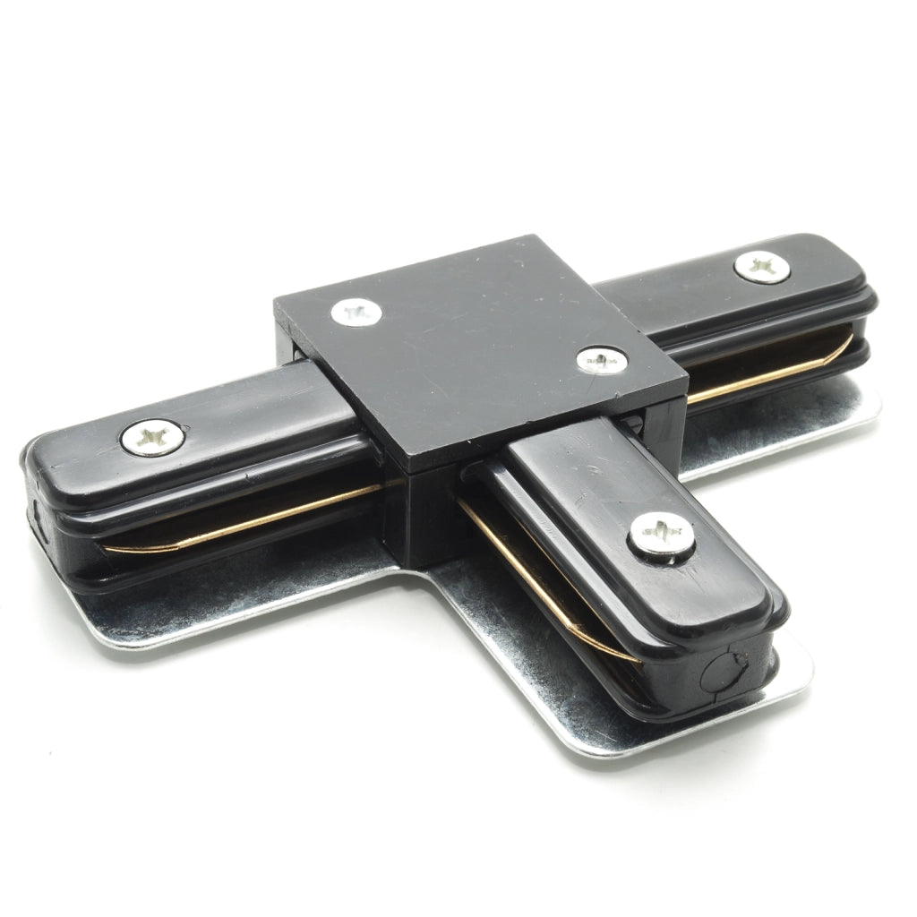 Connettore per binario track monofase giunto connessione a T doppio contatto COLORE NERO