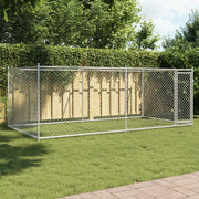 Gabbia per Cani con Porta Grigia 4x2x1,5 m in Acciaio Zincato 3209578