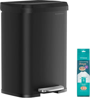 SONGMICS Cestino da Cucina, Pattumiera per Rifiuti da 50 L, Cestino a Pedale in Metallo con Coperchio, Alto e Grande, Nero LTB530B5002