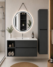 Mobile bagno con lavabo ORIGENBATH ZEUS senza specchio 80x45 cm Sinistra grafite con colonna