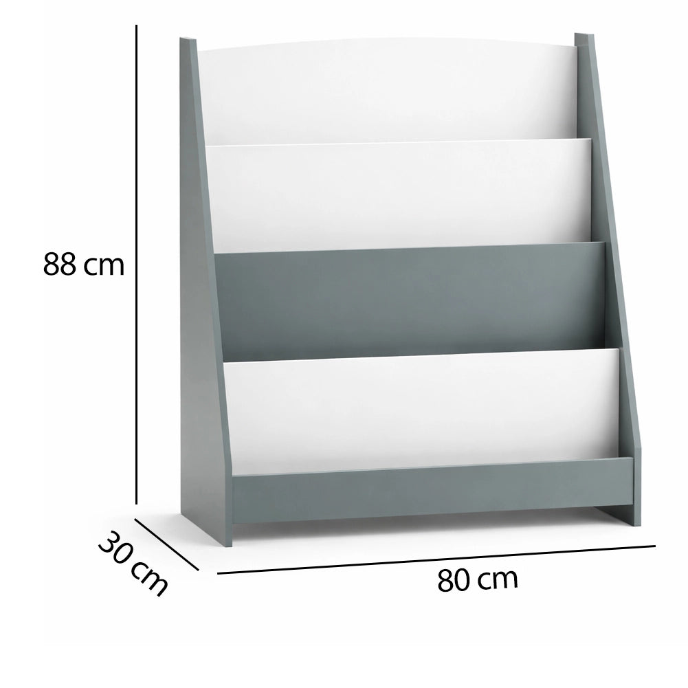 Libreria Montessoriana Grigio in Legno Scaffale Porta Libri Bambini 80x30x88cm