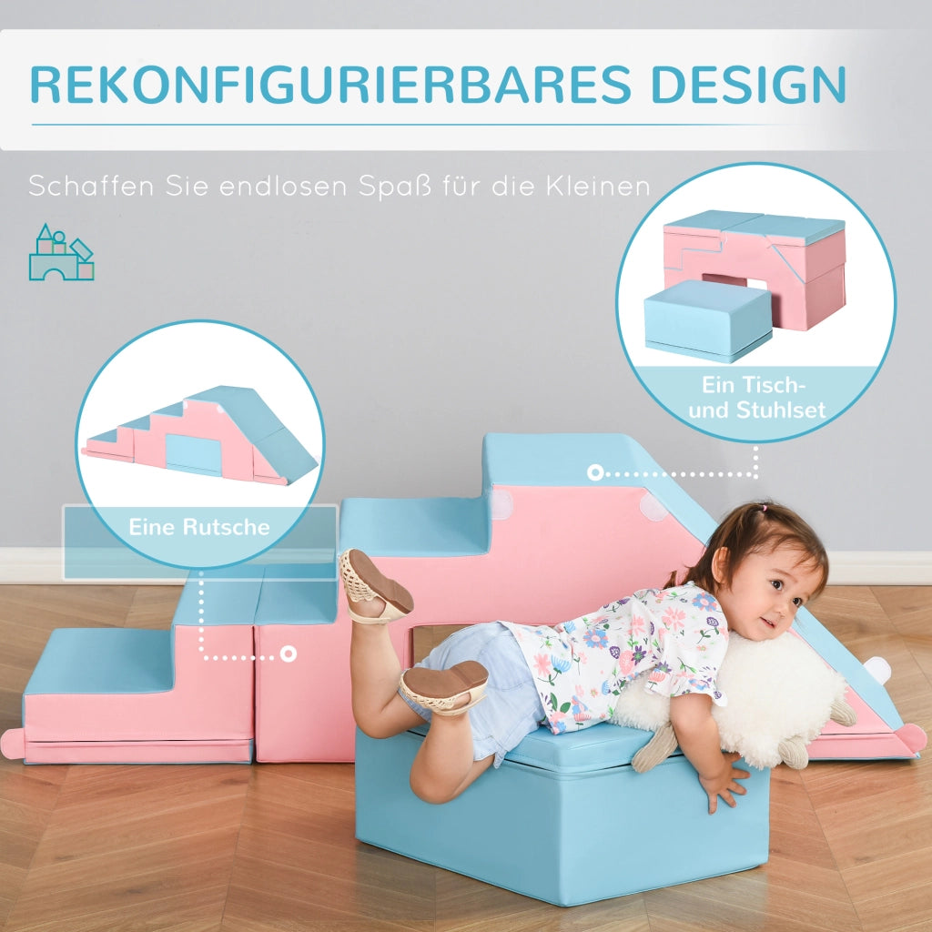Casetta per bambini con scivolo e arrampicata ¨C zephmum ¨C rosa e blu 86x49x47 cm