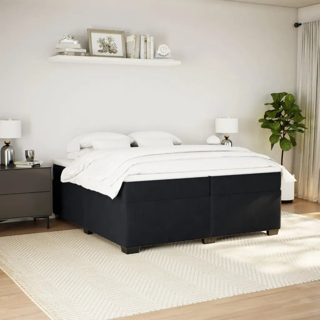 Giroletto a Molle con Materasso Nero 200x200 cm in Velluto 3285307