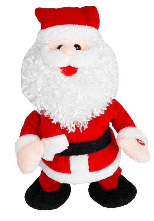 Pupazzo Babbo Natale H30 cm con Movimento e Suoni in Tessuto Rosso