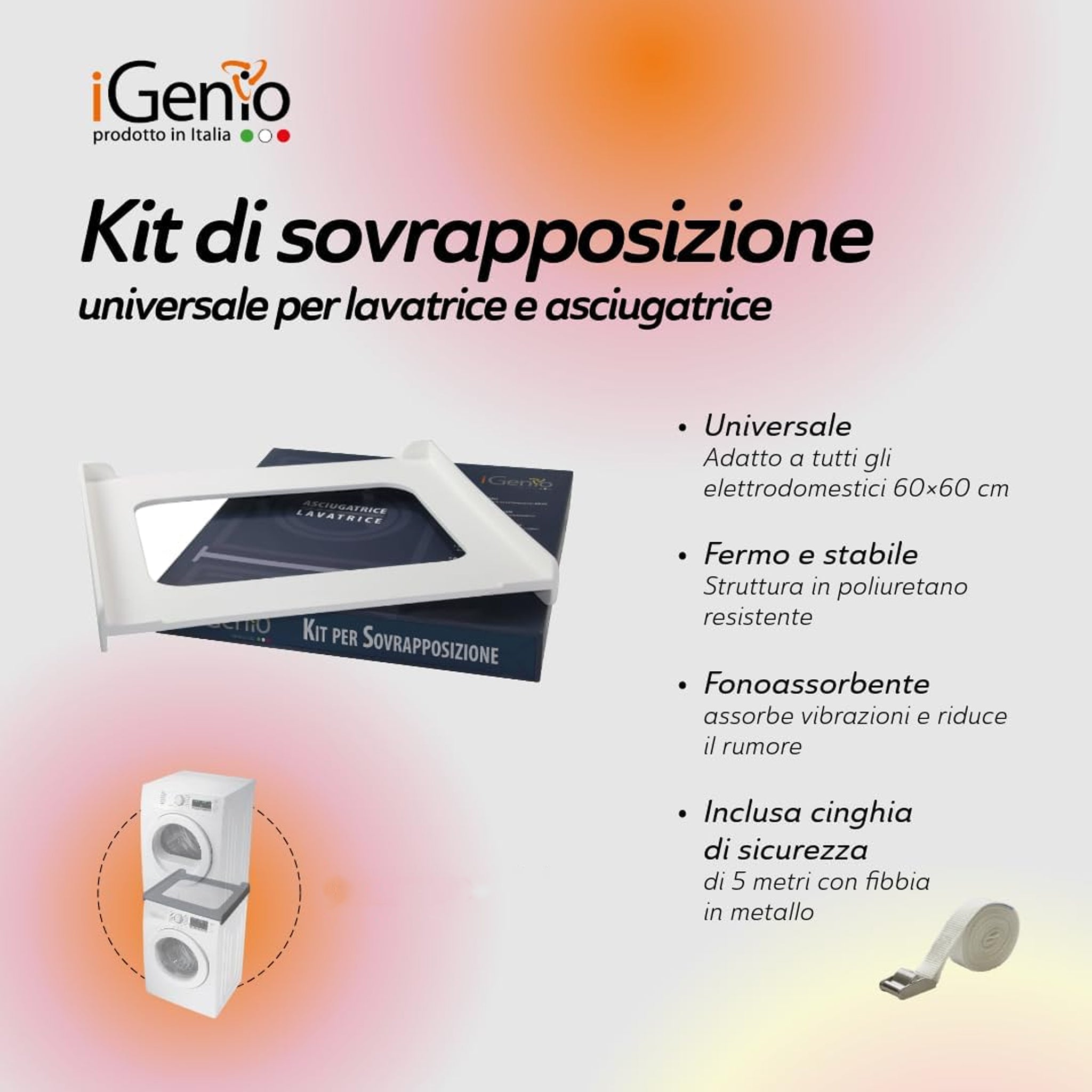 Kit per Sovrapposizione Colonna Lavatrice Asciugatrice Universale - 60X60 cm