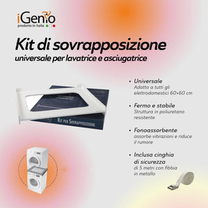 Kit per Sovrapposizione Colonna Lavatrice Asciugatrice Universale - 60X60 cm