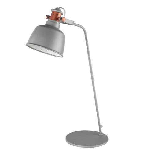 Lampada da tavolo in acciaio grigio e dettagli in bronzo