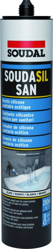 Soudal SILICONE ACETICO PER SANITARI ''SOUDASIL SAN'' ml. 300 - Bianco 12.00 pz