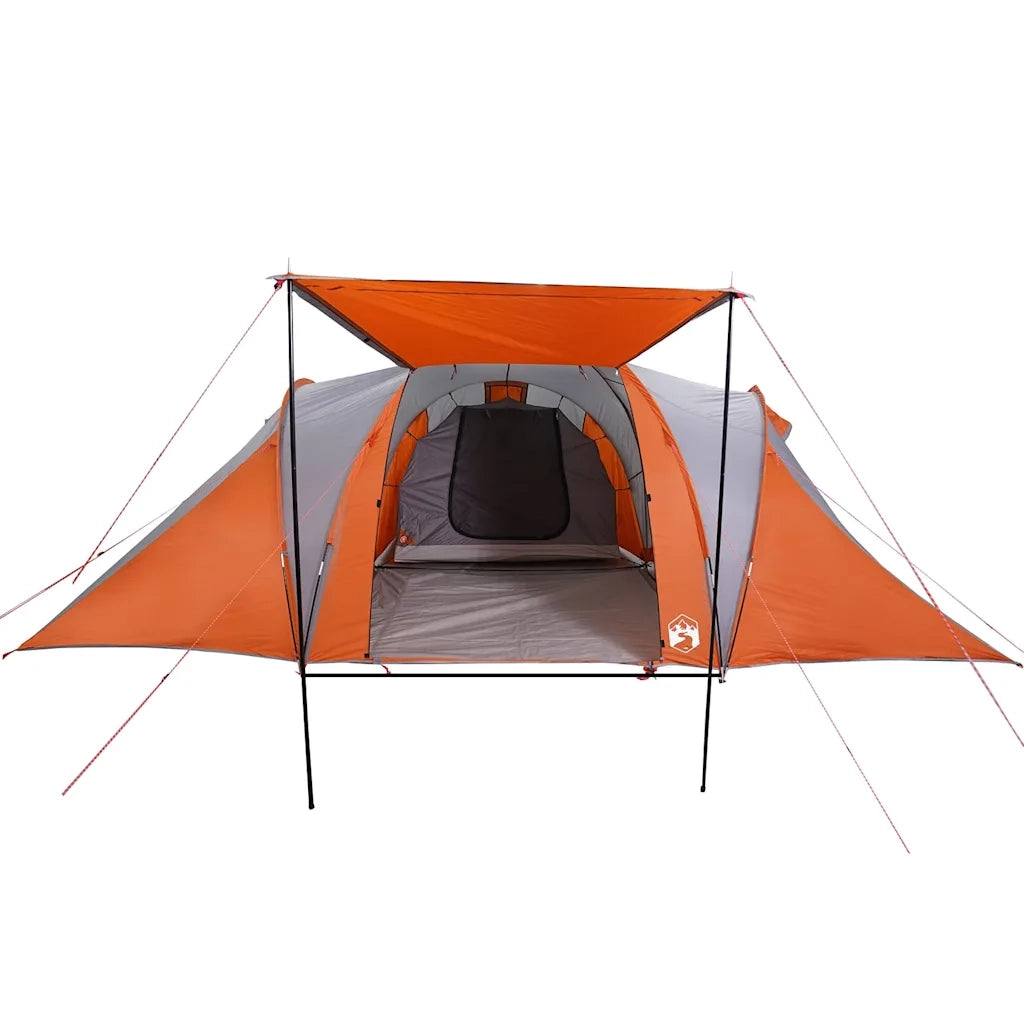 Tenda da Campeggio a Cupola 6 Persone-Tenda per Escursionismo Grigio e Arancione 439006