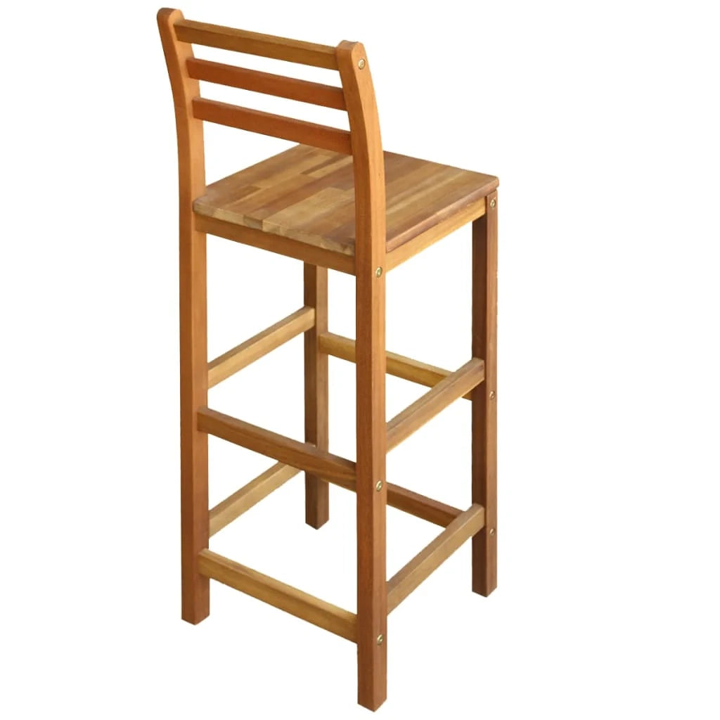 Set di due sgabelli da bar di design seduta in legno massello di acacia 1202053