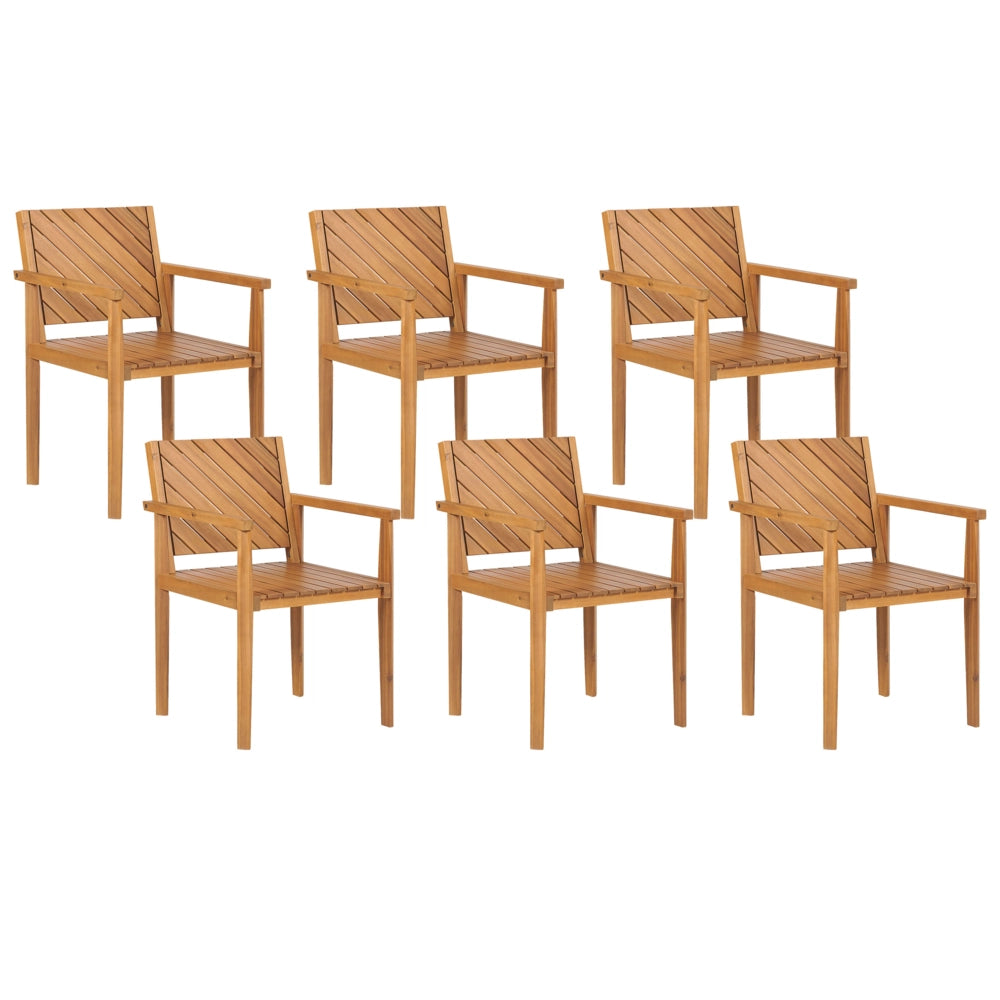 Set di 6 sedie da giardino tradizionali in legno di acacia con braccioli esterno terrazzo stile classico