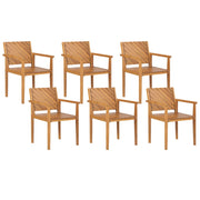 Set di 6 sedie da giardino tradizionali in legno di acacia con braccioli esterno terrazzo stile classico