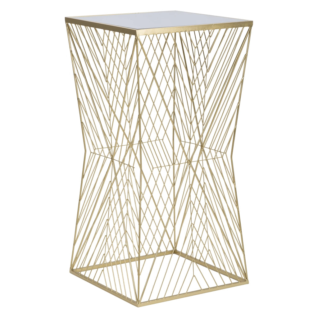 Samia, Tavolino da Salotto Dettagli con Forme Geometriche, 50x50x100h cm Trasparente