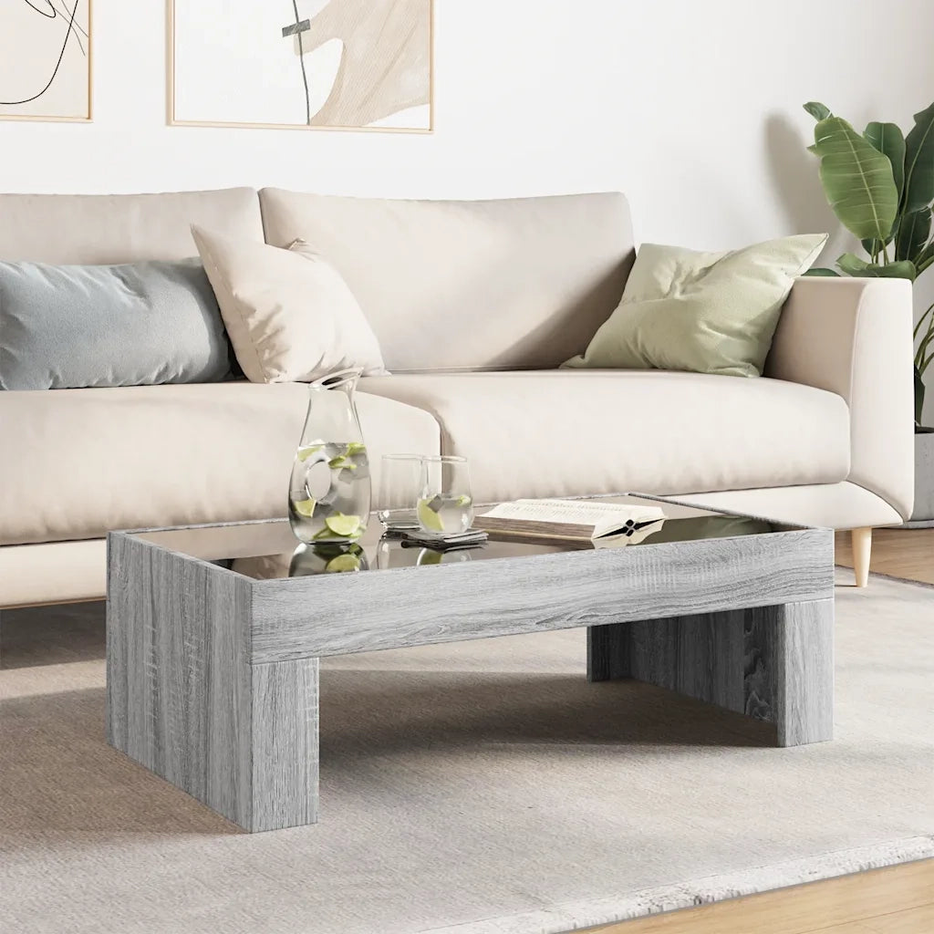 Tavolino da Salotto con LED Infinity Grigio Sonoma 90x50x30 cm