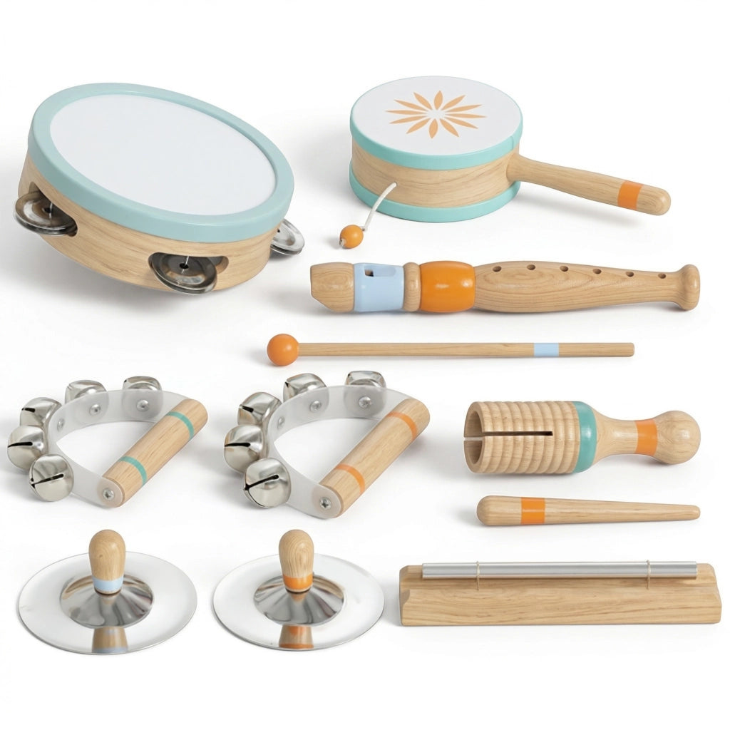 Strumenti Musicali per Bambini, Set Percussioni in Legno Montessori