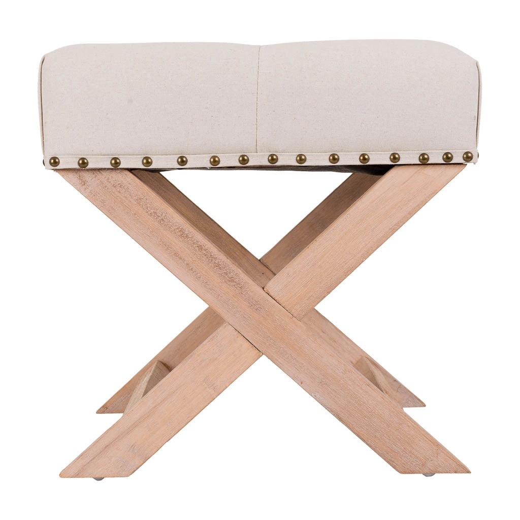 Sgabello imbottita in legno panna 49x46x46h