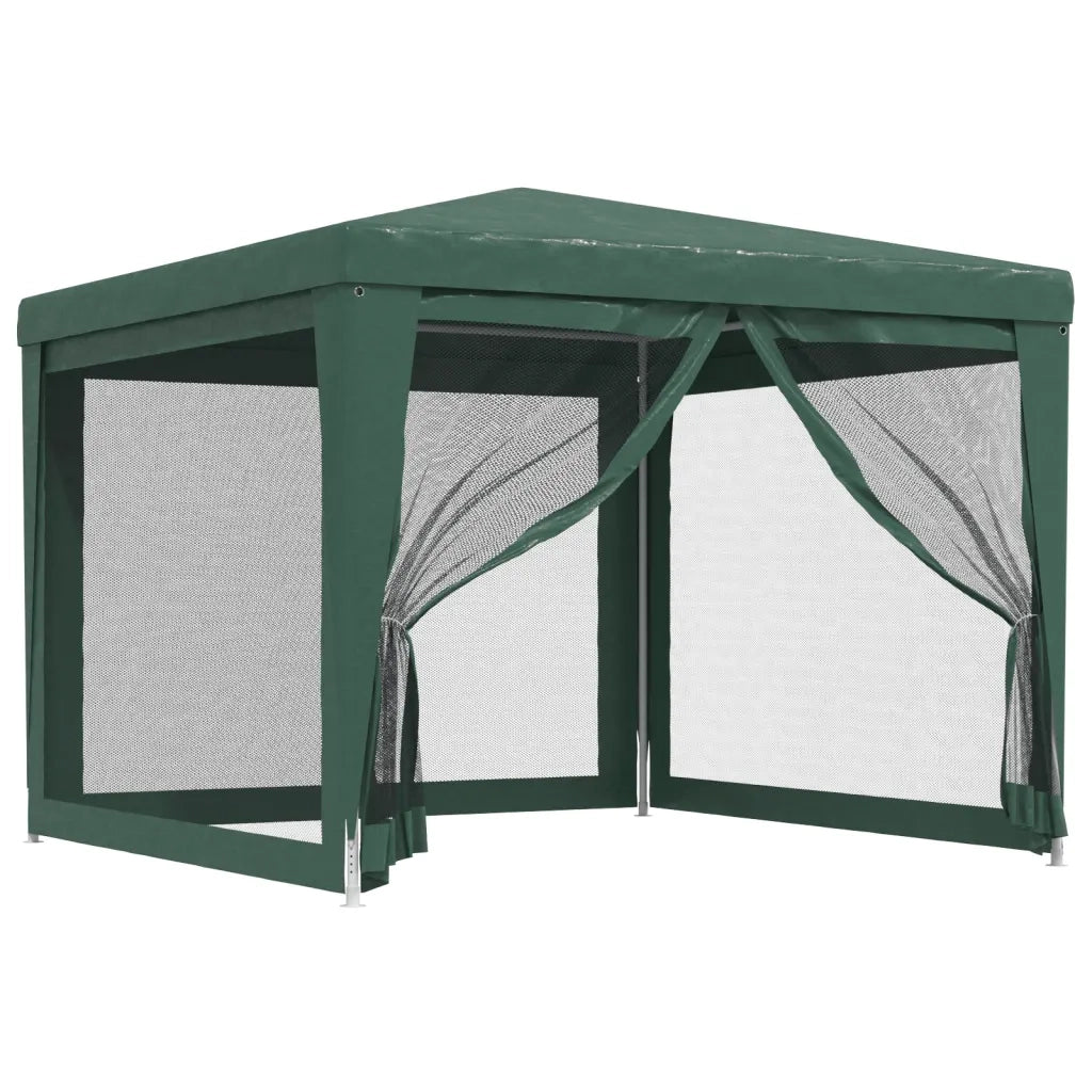 Tenda per Feste con 4 Pareti Laterali in Rete-Tenda Gazebo Verde 3x3 m HDPE