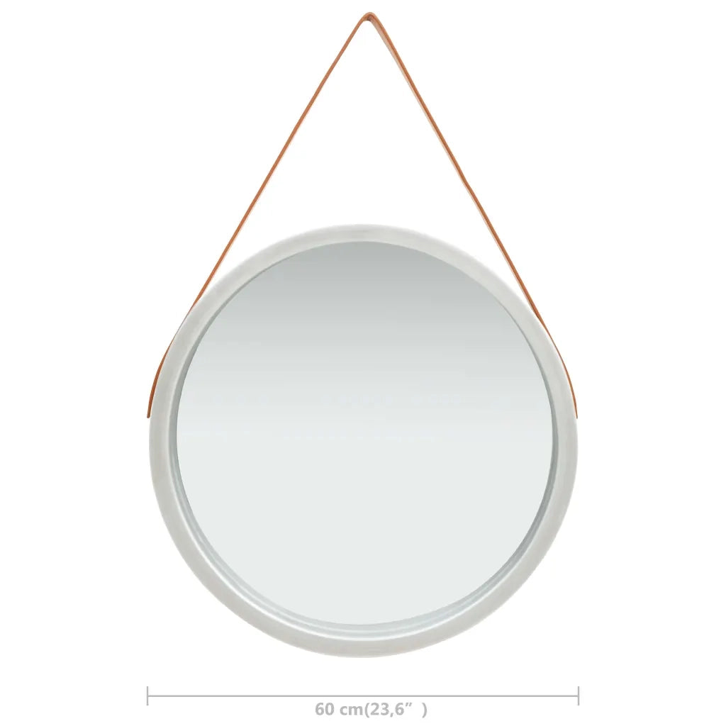 Specchio da Parete con Cinghia 60 cm Argento