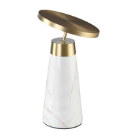 Lampada da tavolo in marmo bianco e acciaio dorato