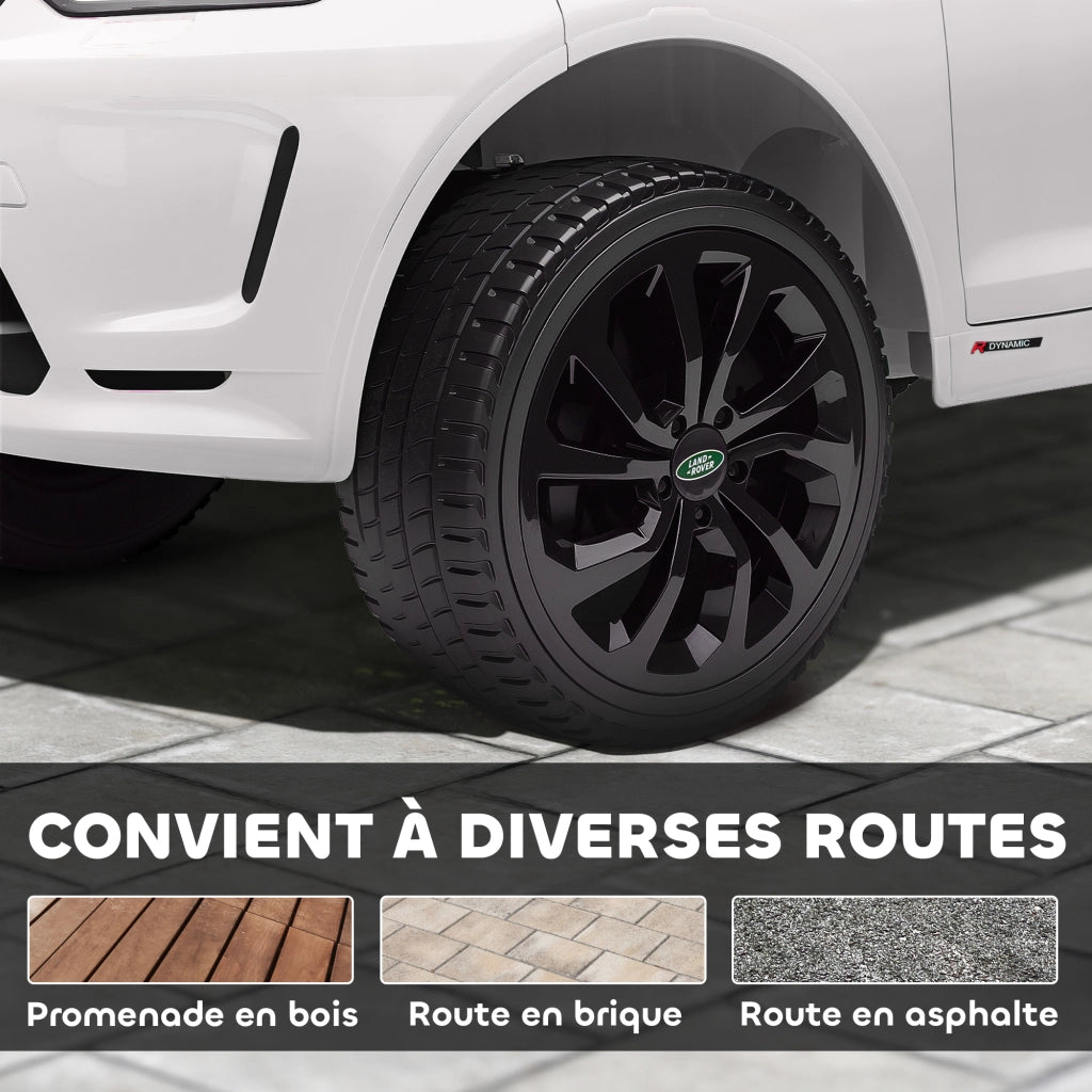 Auto elettrica per bambini Land Rover Discovery Sport ¨C zephmum ¨C Bianco, LED, telecomando, 12V