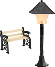 Banchina con Luce Miniaturo per Giardino - Illuminazione Esterna Modello - Accessori di Decorazione di Giardino.