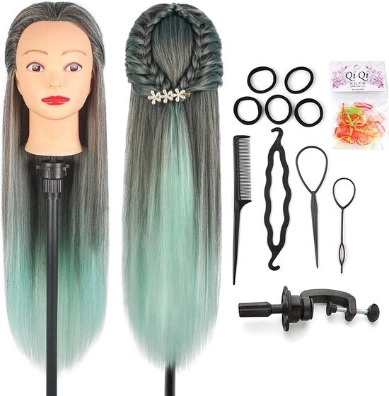 Capo di taglio da 26 a 28 pollici in capelli sintetici del 100% - Capo di taglio professionale con supporto e accessori di stile