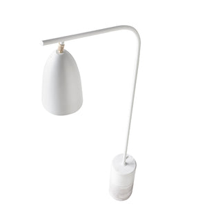 Lampada da terra in marmo e acciaio bianco
