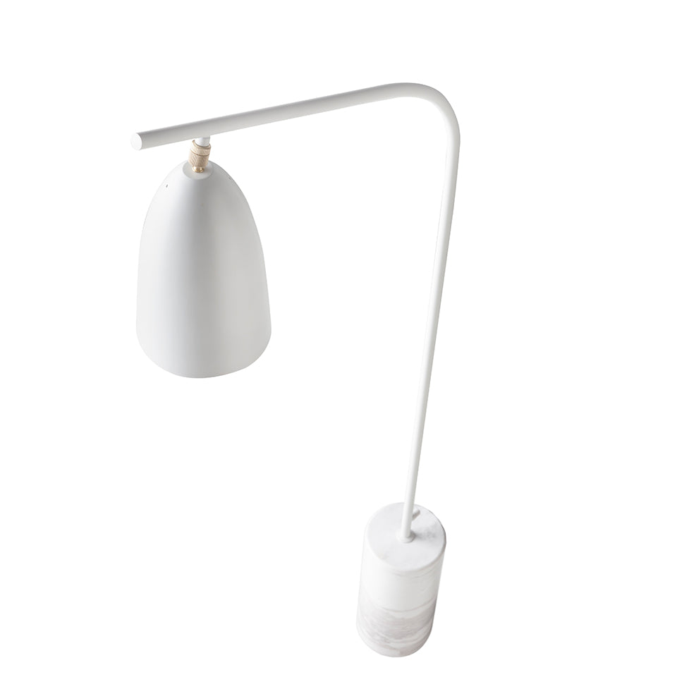 Lampada da terra in marmo e acciaio bianco