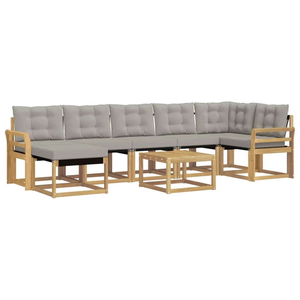 Set di divani da esterno 8 pcs Bianco e Grigio Chiaro